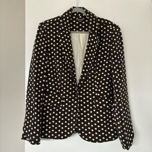 Sophisticated Polka Dot Single-Button Blazer in Brown and Creamy White